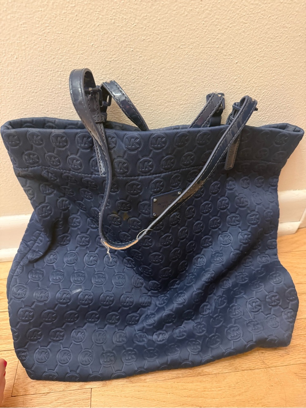 Michael Kors Navy Embossed Logo Tote